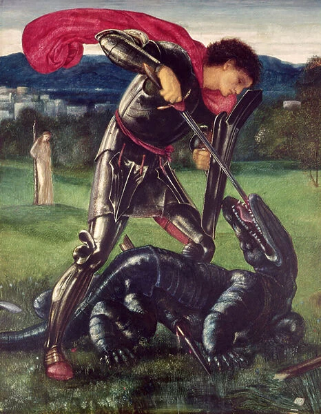 St. George and the Dragon, 1868 (gouache)