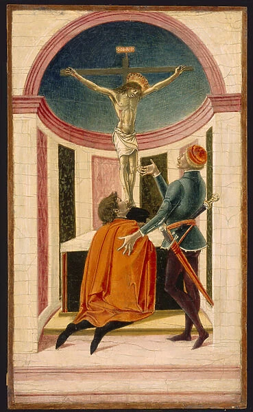 St. John Gualberto and the Crucifix, circa 1475-1485 (tempera on panel, transferred to Masonite panel)