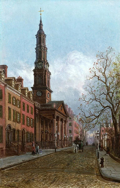 St. Johns Church, Varick Street, New York, 1914 (oil on academy board)