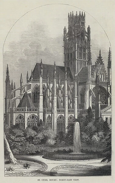 St Ouen, Rouen, North-East View (engraving)