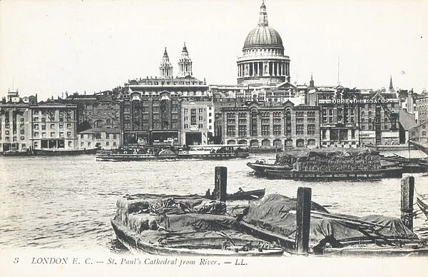 St Pauls Cathedral from the River Thames (b  /  w photo)