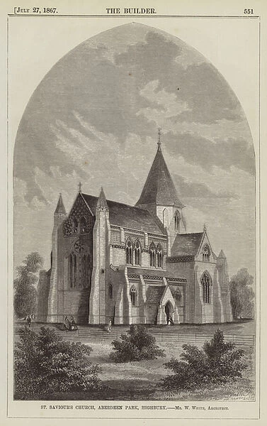 St Saviours Church, Aberdeen Park, Highbury, Mr W White, Architect (engraving)