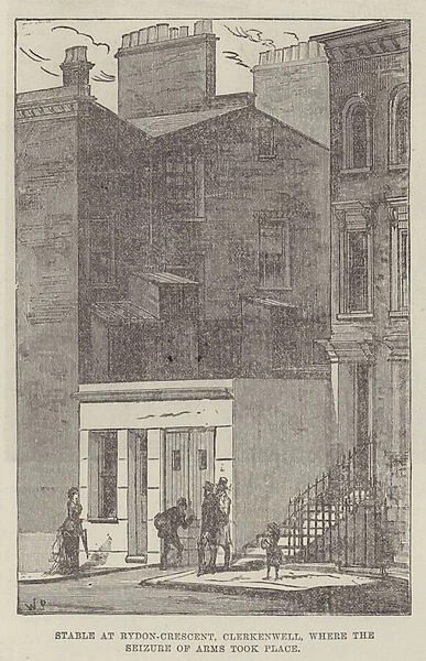 Stable at Rydon-Crescent, Clerkenwell, where the Seizure of Arms took Place (engraving)