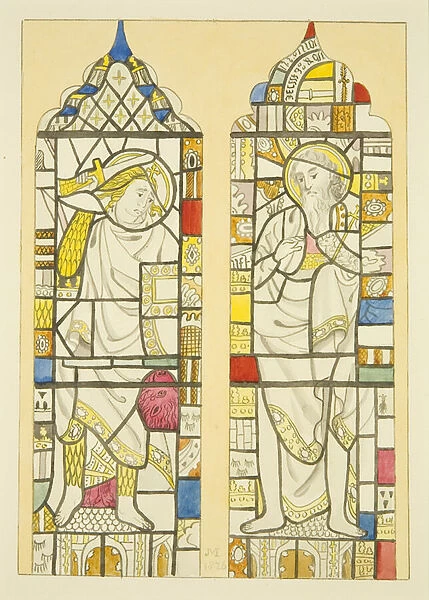 Stained glass in north window, north transept of St Mary Redcliffe (w  /  c on paper)