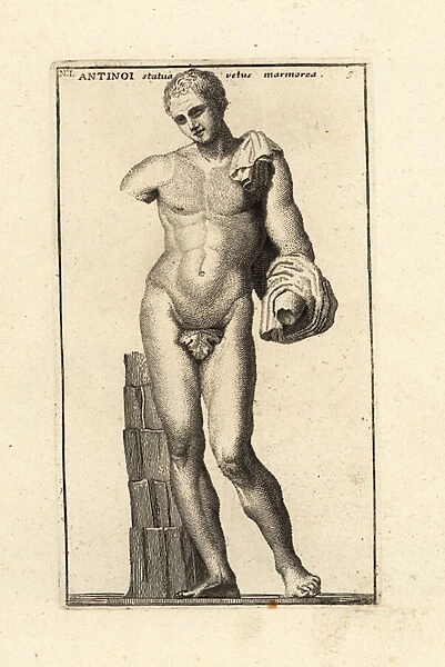 Statue of Antinous, Greek youth, favourite of Emperor Hadrian. 1779 (engraving)