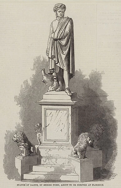 Statue of Dante, by Enrico Puzzi, about to be erected at Florence (engraving)