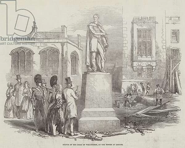 Statue of the Duke of Wellington, at the Tower of London (engraving)