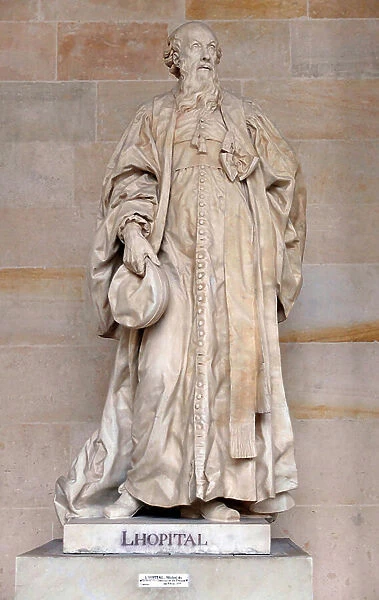 Statue of Michel de la Hospital (1506-1573) counsellor in the Parliament of Paris (1537), ambassador to the Council of Trento, master of requests, superintendent of finance (1554)