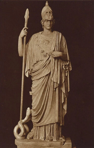 The statue of Minerva in the Vatican Museum, Rome (b  /  w photo)