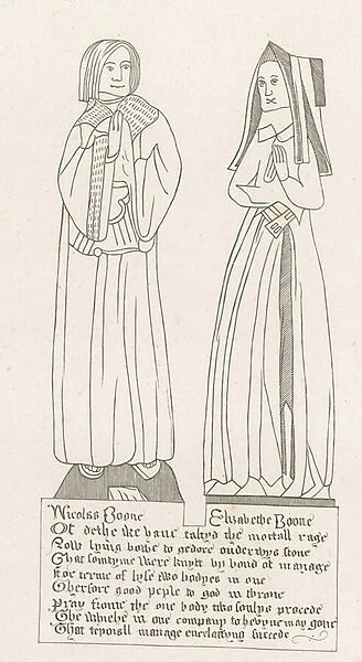 statue, tomb of Nicholas Boone and Elizabeth Boone (engraving)