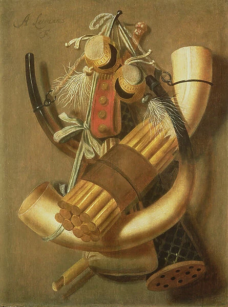 Still-life of hunting accessories (panel)