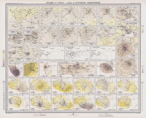 Storm and Winds, Asia and Southern Hemisphere (colour litho)