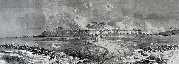 The storming and capture of the North Fort, 1860 (engraving)