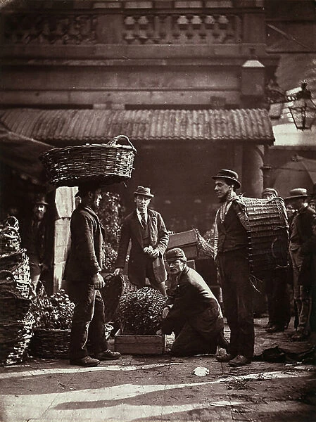 'Street life in London': Covent garden labourers, 1877 (print on double-weight paper)
