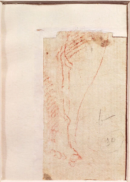 Study of Christs feet nailed to the Cross (red chalk on paper) (verso)
