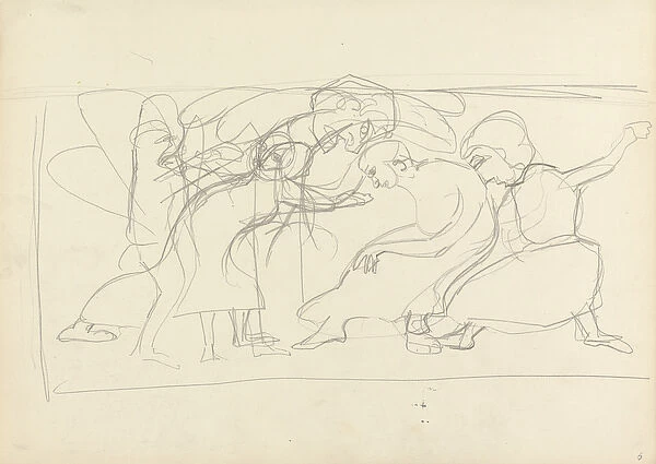 Study for Decorative Panel: Worshippers, for the Cave of the Golden Calf (graphite
