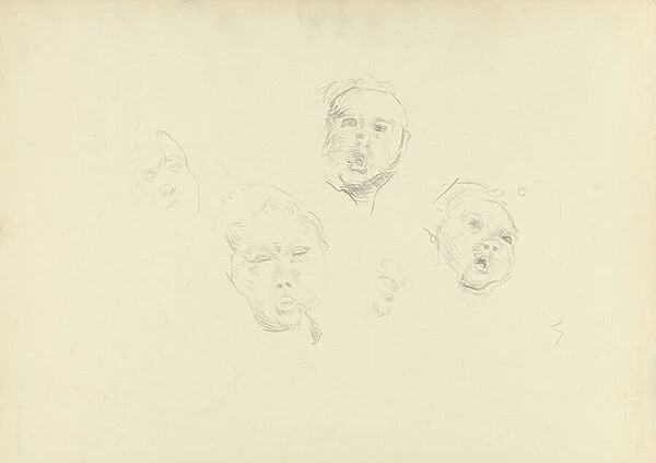 Study of Heads, for the Cave of the Golden Calf (graphite) (see 265069 for recto)