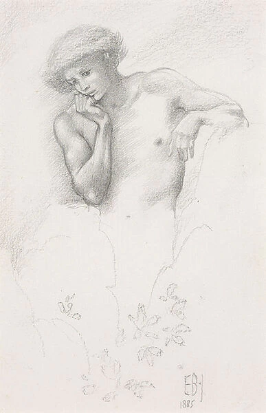 Study of a hill fairy for Arthur in Avalon, 1885 (pencil on paper)