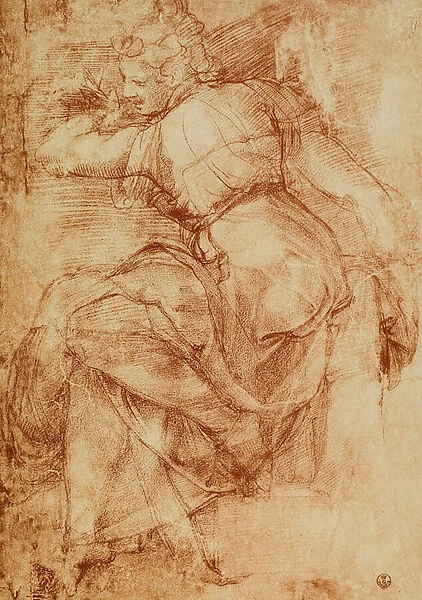 Study for the Libyan Sibyl on the vault of the Sistine Chapel, Michelangelo. Gabinetto dei Disegni e delle Stampe, Uffizi, Florence