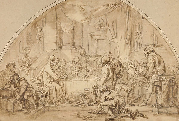 Study for The Last Supper, c. 1792 (pen & brown ink & brush & brown wash