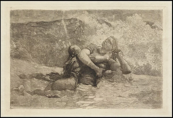 Study for Undertow, c. 1886 (etching, open-bite, stopping out & scraping on cream