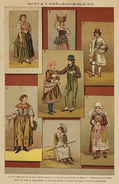 Suecia y Noruega, Siglo XIX (colour litho)