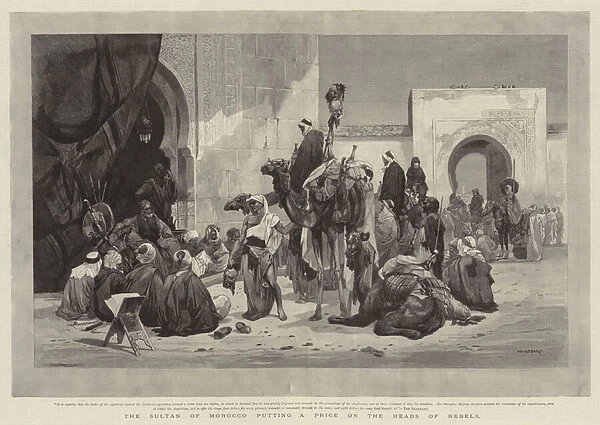 The Sultan of Morocco putting a Price on the Heads of Rebels (engraving)