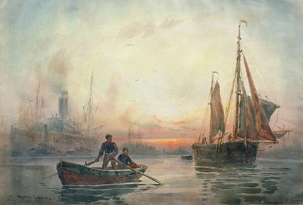 Sunset in the Pool of London, 1913 (w  /  c on paper)