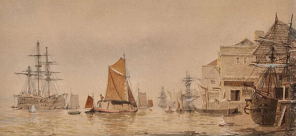 Sunset on the River Medway, 1850-1911 (Watercolour)