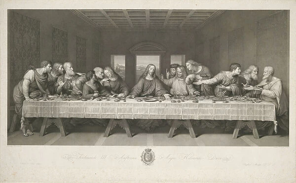 The Last Supper, drawn by Teodoro Matteini, engraved by Raphael Morghen (engraving)