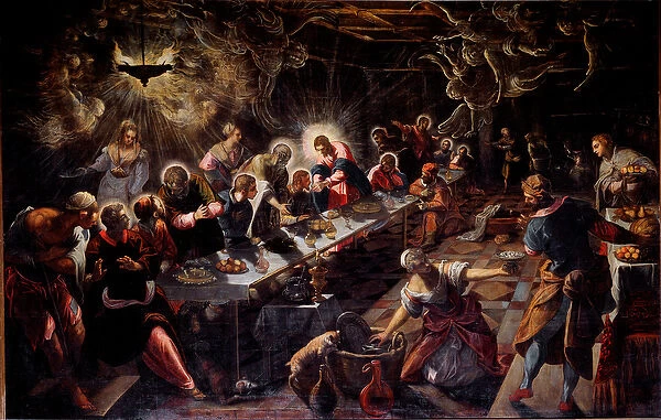 The last supper (La cene) Painting by Jacopo Robusti said the Tintoret (Tintoretto