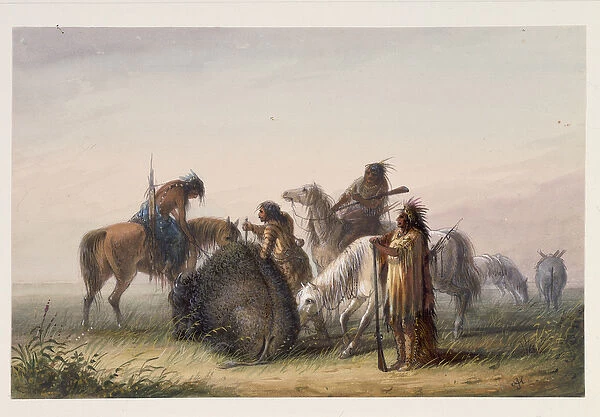 Supplying Camp with Buffalo Meat, c. 1858-60 (w  /  c on paper)