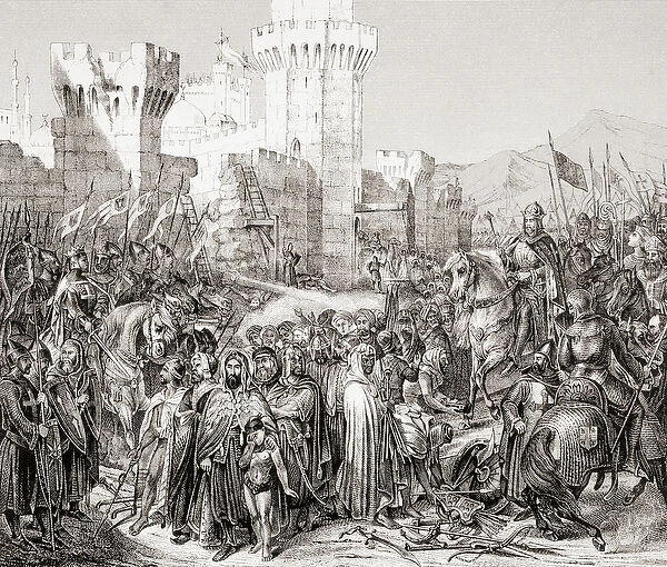 The surrender of Acre to Philip II of France, called Philip Augustus, during the Third Crusade