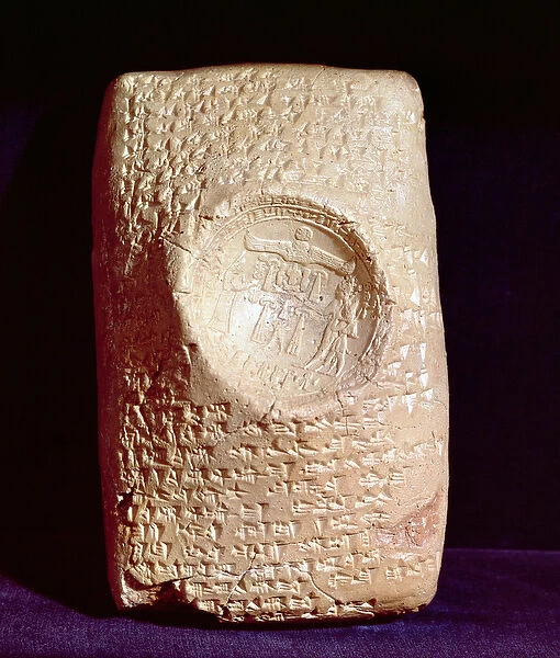 Tablet with cuneiform inscription and the seal of King Mursil II (1339-1306 BC) (clay)