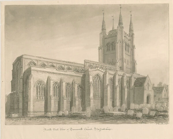 Tamworth Church: sepia drawing, 1838 (drawing)