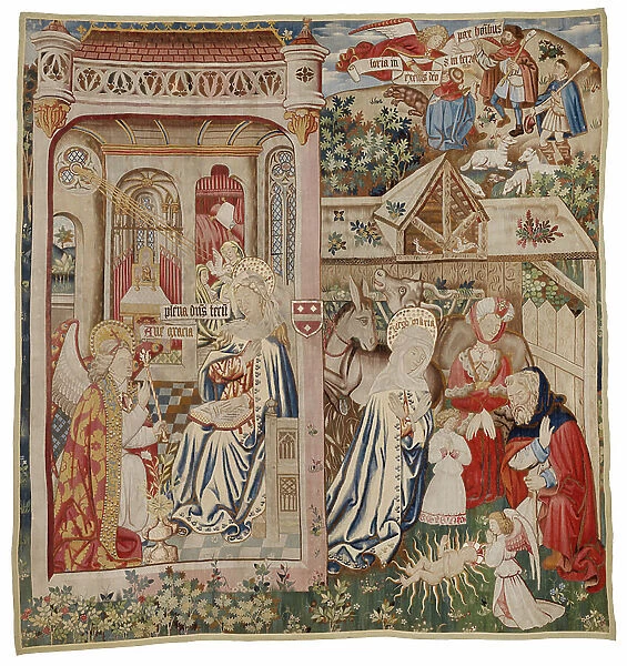 Tapestry depicting the Annunciation and the Nativity, Tournai (wool)