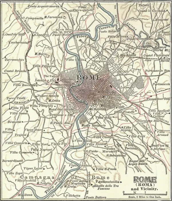 Framed Print : Map of Rome, c.1900 Print (Engraving) Framed Print : Map of Rome, c.1900 Print (Engraving)