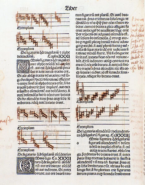 Text page and manuscript annotations from The Art of Music by Guillaume Despuig, 1495