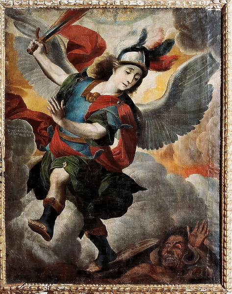 'The Archangel Saint Michael'Painting by Melchor Perez de Holguin (1665-1724)