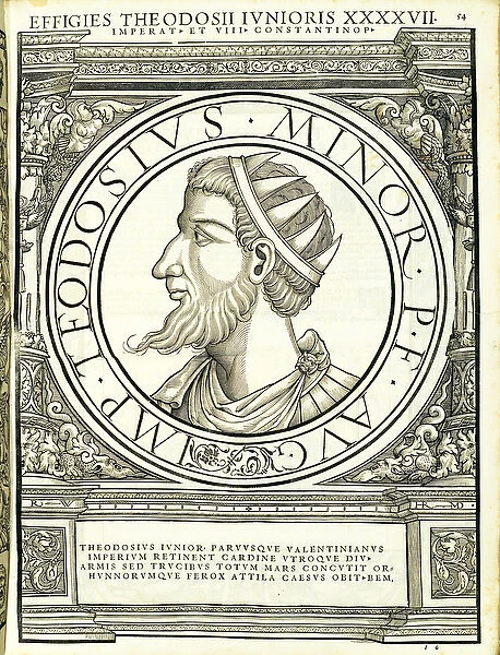 Theodosius Iunior, illustration from Imperatorum romanorum omnium orientalium et