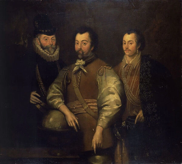 Thomas Cavendish, Sir Francis Drake and Sir John Hawkins, 17th century (oil on canvas)
