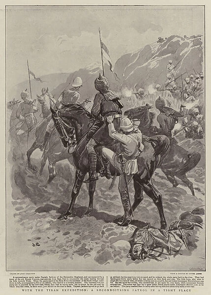 With the Tirah Expedition, a Reconnoitring Patrol in a Tight Place (litho)