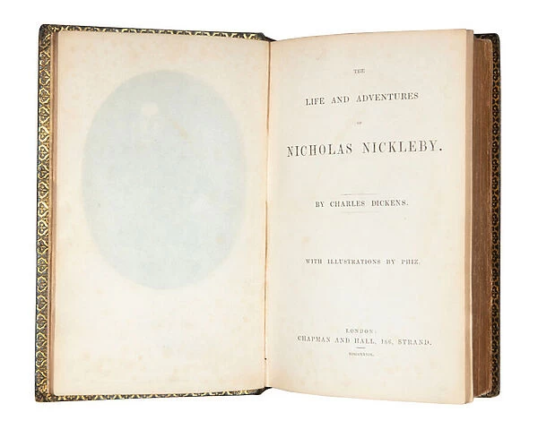 Title page of a first edition of Nicholas Nickleby by Charles Dickens, 1839