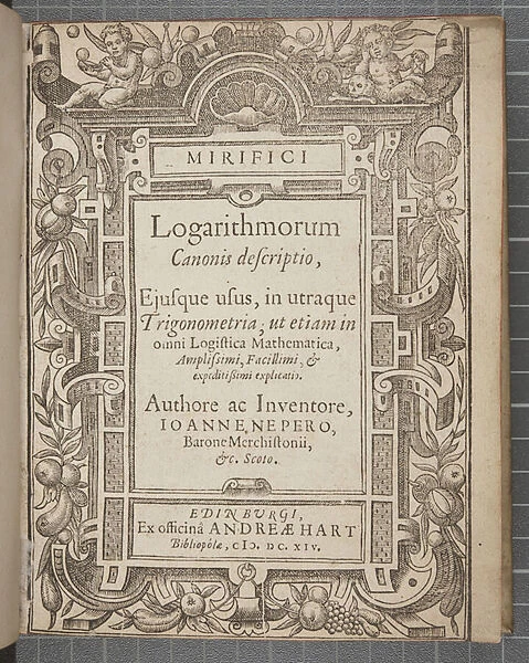 Title page of Mirifici logarithmorum canonis descriptio