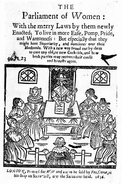 Title Page for The Parliament of Women, 1656 (woodcut and letterpress)