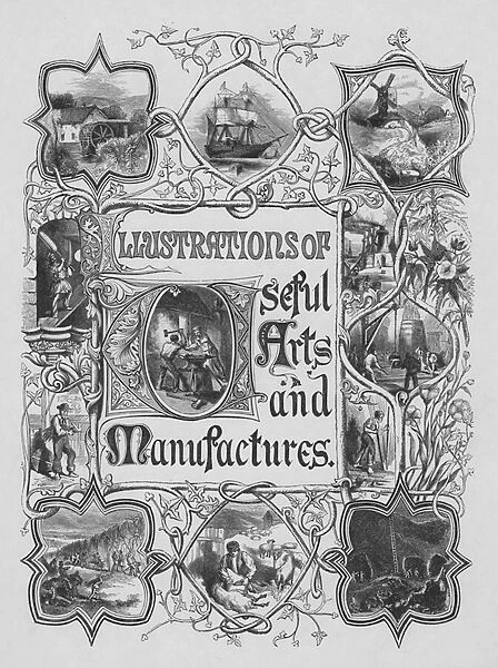 Title page for Tomlinsons Illustrations of Useful Arts and Manufactures (engraving)