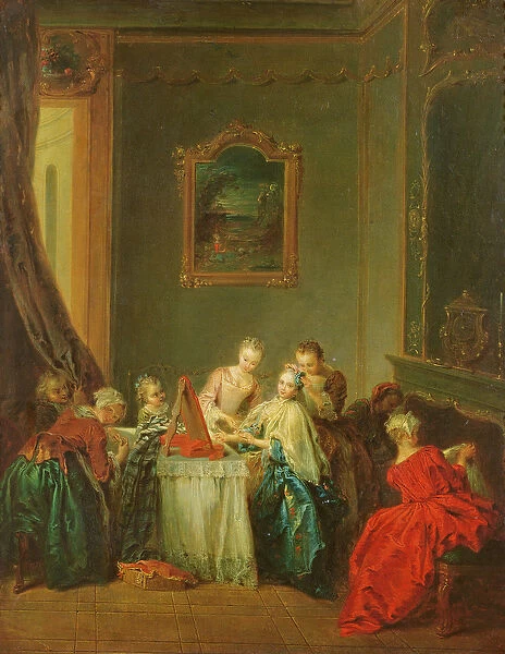 The Toilet: Young woman at her Dressing Table (oil on canvas)
