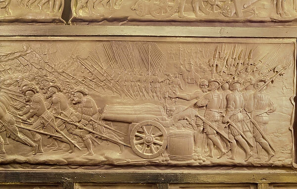 Tomb of Francis I and Claude, Duchess of Brittany, detail of canons at the Battle of Marignano