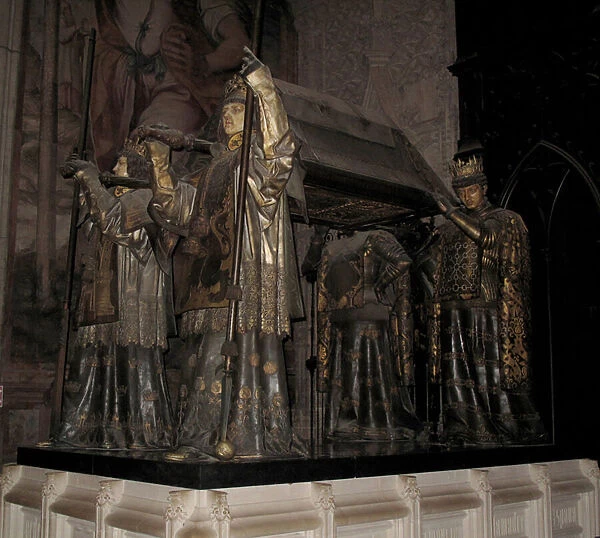 Tomb of the navigator Christopher Columbus (Cristoforo Colombo, Cristobal Colon) (1451-1506), in the Cathedral of Santa Maria (Catedral de Santa Maria de la Sedea), in Seville (Spain)