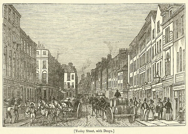 Tooley Street, with Drays (engraving)
